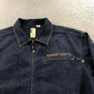 Vintage State Property Jacket Mens 2XL XXL Blue Denim Rocawear Y2K Hip Hop